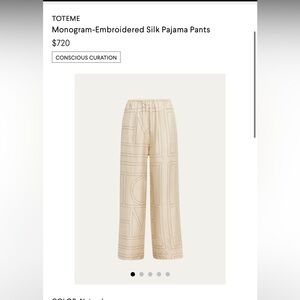 Toteme Ivory Monogram Pajama Trouser